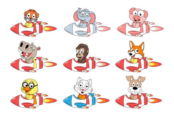 Adorable Aviators: Using Cute Animal Cartoon with Plane Graphic
