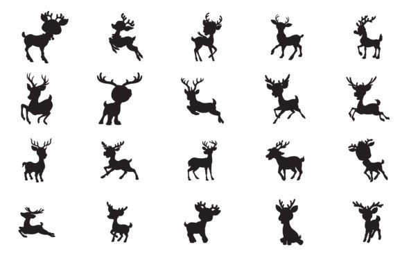 Animal Deer Silhouettes Vector Bundle: Creative Applications
