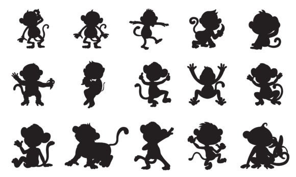 Animal Monkey Silhouettes: A Playful Vector Bundle