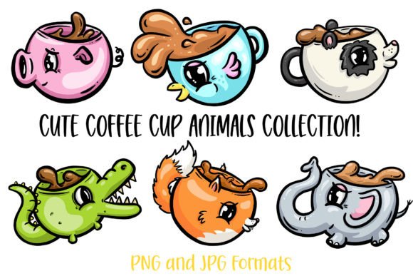 Coffee Cup Cute Animal Illustration PNG: Instant Charm