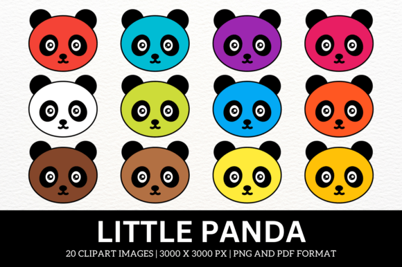 Colorful Little Panda Animal Cliparts for Creative Projects