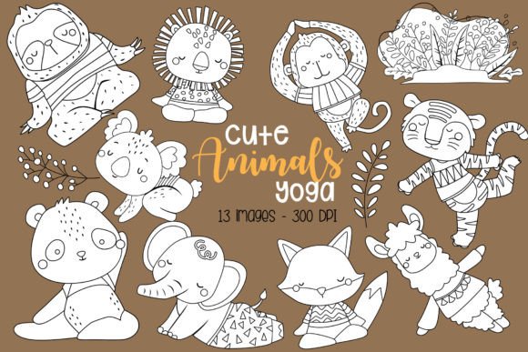 Cute Animal Yoga Clipart Coloring: Adorable Designs for Every Project