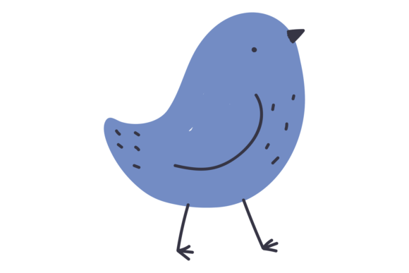Cute Blue Bird: Decorative Baby Animal D for Whimsical Design
