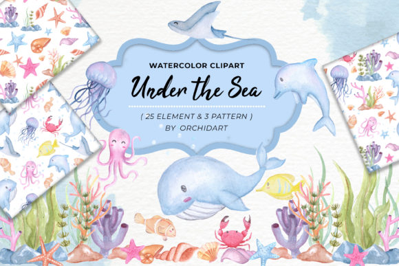 Whimsical Marine Life: The Cute Animal Undersea Watercolor Set
