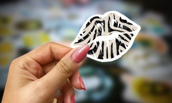 Zebra Animal Print Lips: Bold Sticker Design for Creators
